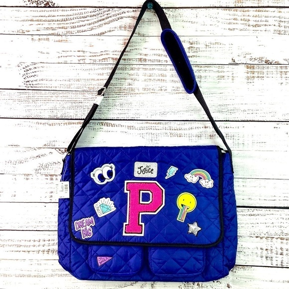 JUSTICE GIRLS KIDS P LETTER SCHOOL BACKPACK BAG NWT - Picture 1 of 11